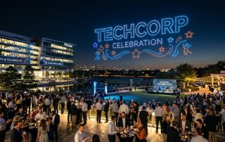 Fête d'entreprise avec un spectacle de drones lumineux